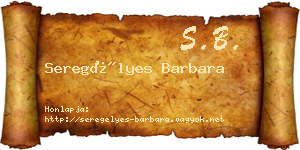 Seregélyes Barbara névjegykártya