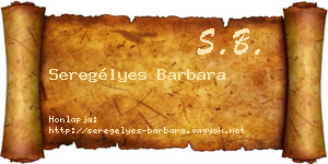 Seregélyes Barbara névjegykártya